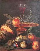 Cristoforo Munari Vases Glass and Fruit painting